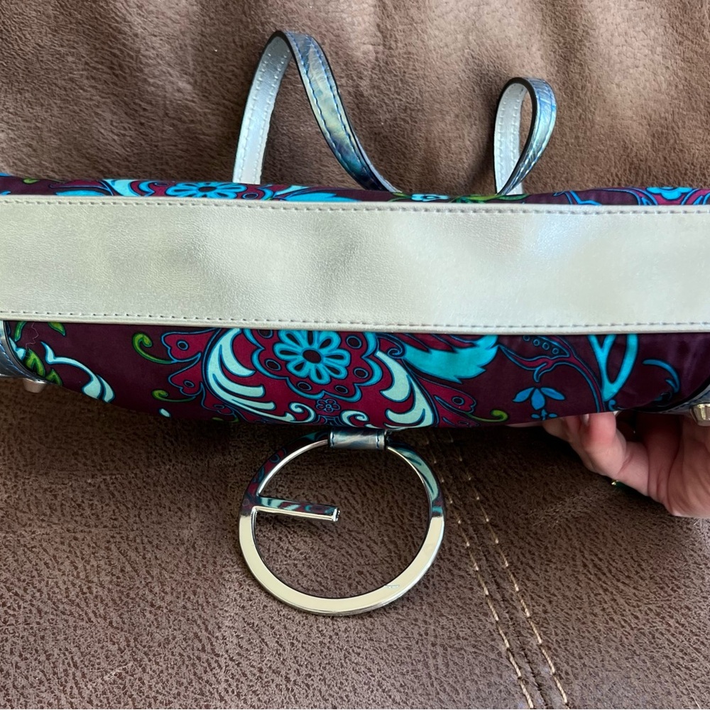 Guess Floral Blue and Silver  Metallic Clutch - Picture 4 of 7